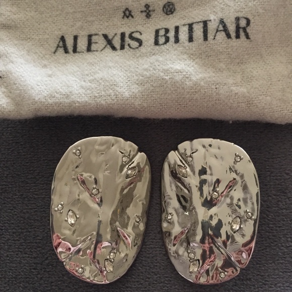 Alexis Bittar Encrusted Rocky Disc Clip On Earrings - Picture 1 of 5